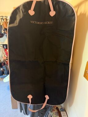 Victoria's Secret Black and Pink Heart-Handle Garment Bag